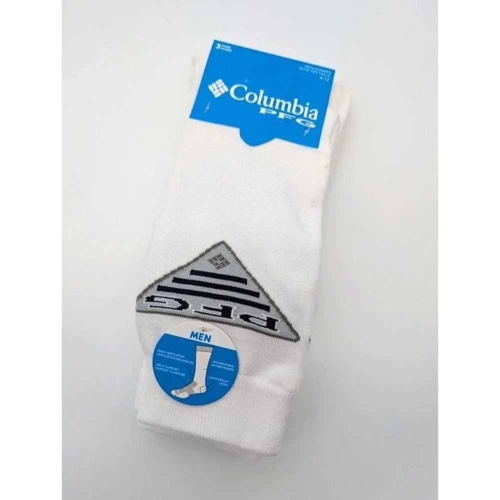 3 Pair Columbia PFG Crew Socks‎ Men's Size 6-12 Fishing Outdoor Hiking USA NEW